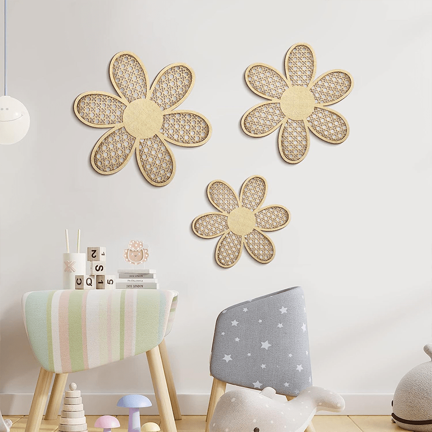 3pcs daisy wall decoration wooden wall art decor   room wall hanging decoration details 5