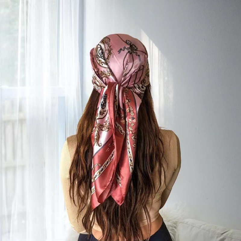 Classic Print Square Scarf Bandana Boho Satin Neckerchief Shawl Imitation  Silk Head Wrap Hair Accessories - Temu Lithuania
