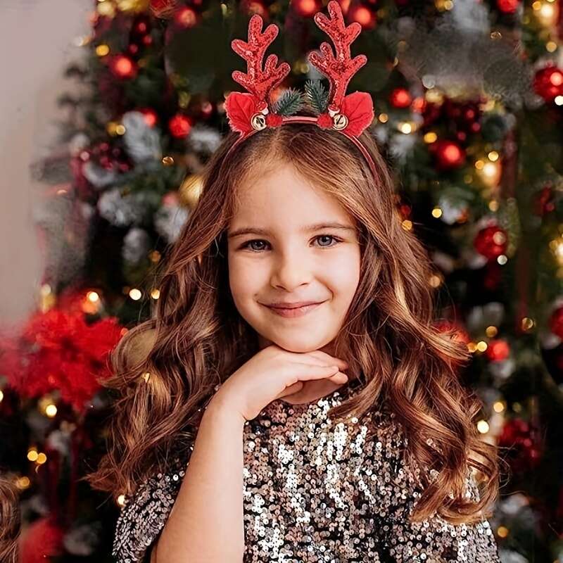 Christmas Antlers Bell Headband Shimmering Cute Head Hoop - Temu