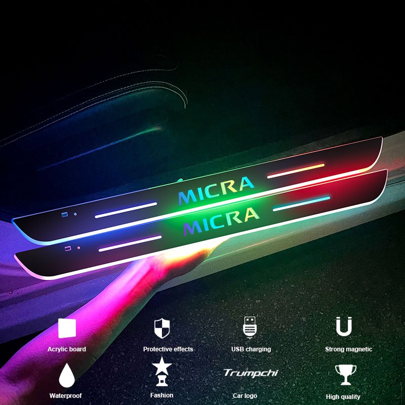 For Micra Car Accessories Car Door Sill Light Logo - Temu