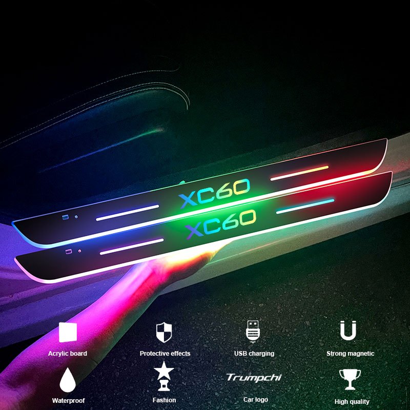 For Xc60 Car Accesorios Car Door Sill Light Logo - Temu