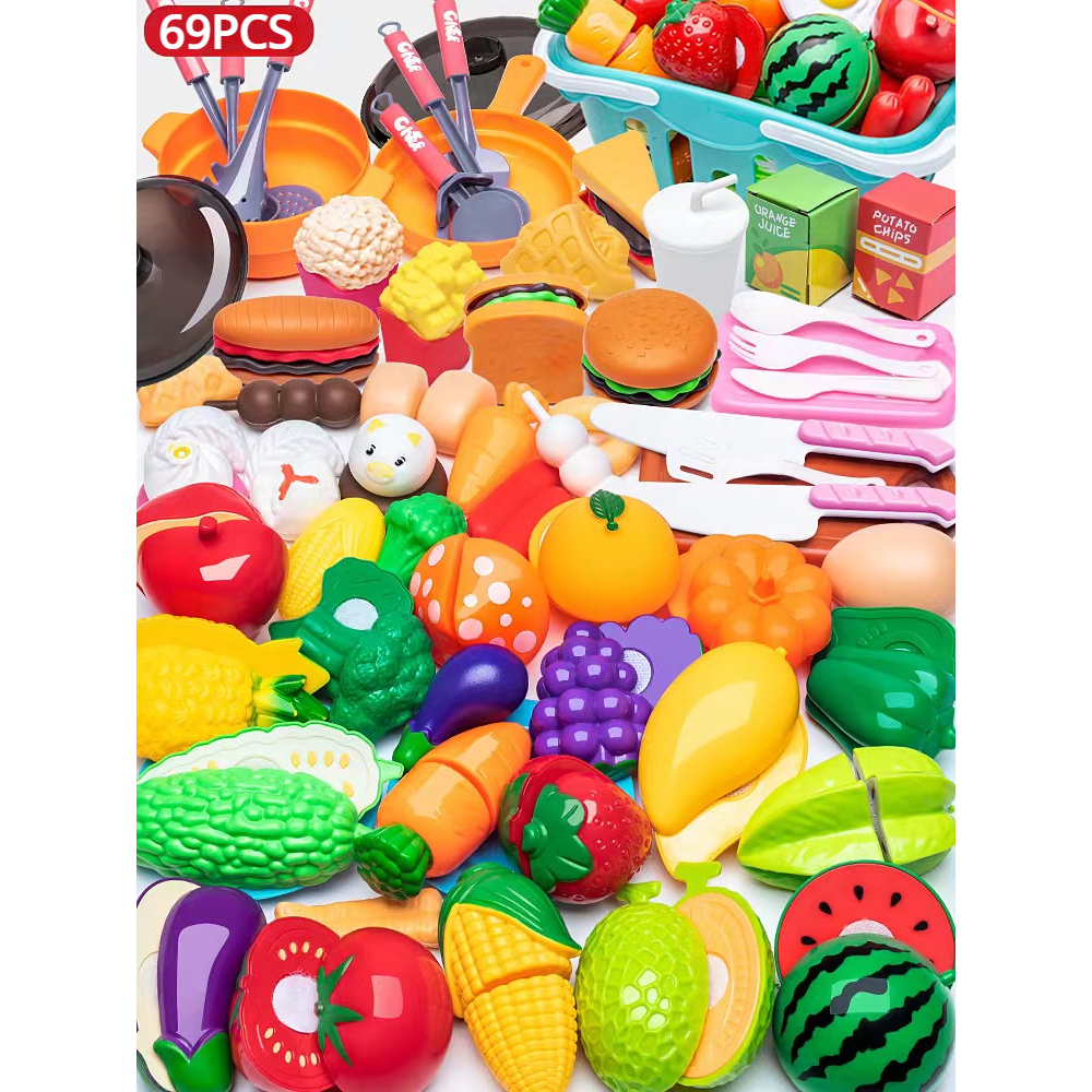 Simulation Children's Kitchen Toy Cutting Game Food Set Food Cutting Fun  Toy Fruits And Vegetables With Storage Basket Fake Food Pretend Kitchen  Toys, Christmas, Halloween, Thanksgiving Gifts - Temu