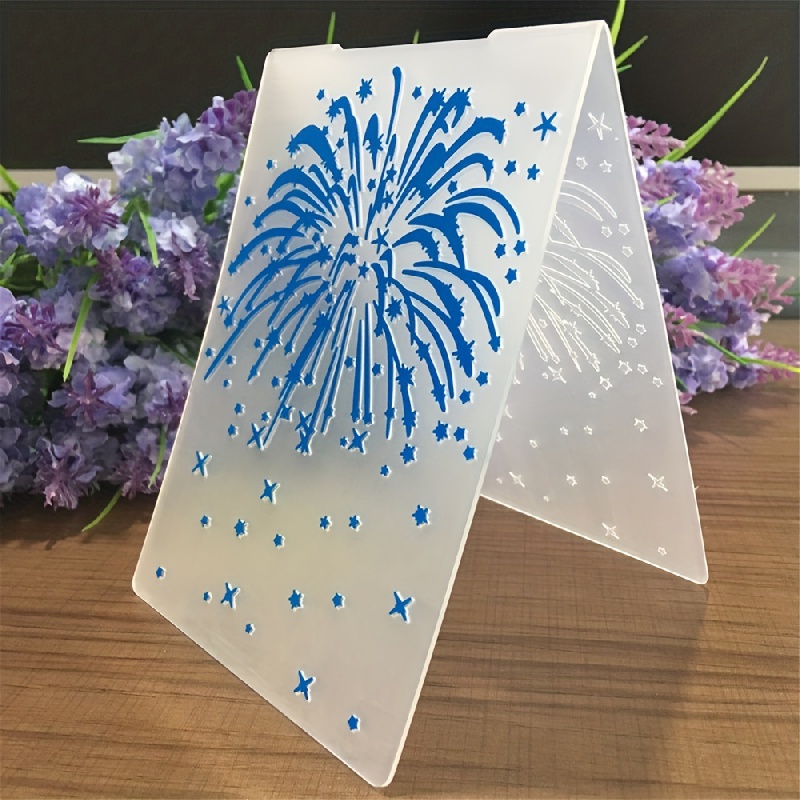 

1pc 3d Fireworks Embossing Template, Spark Pattern Hollow Painting Template