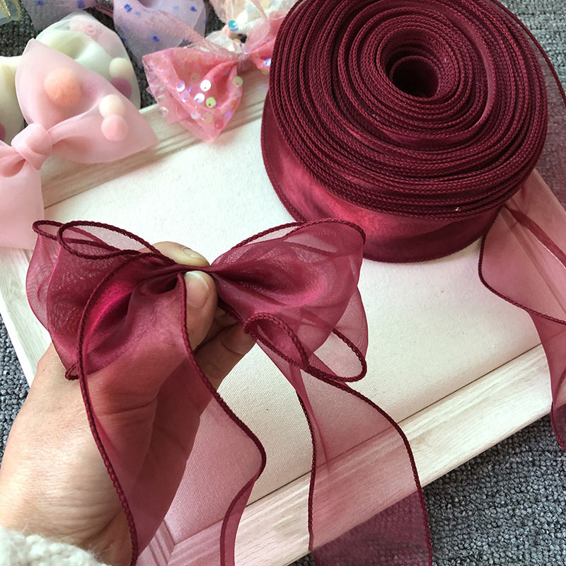 Solid Color Organza Ribbon Wavy Edge Ribbon For Flower - Temu