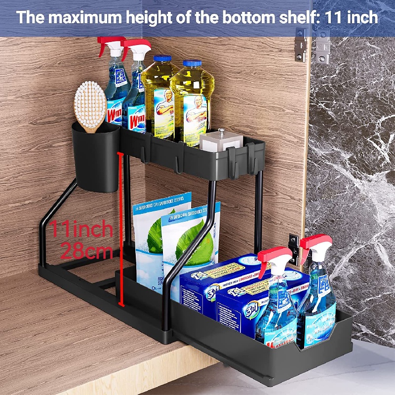 1pc, Pull Out Spice Rack, Kitchen Organization, Pull Out Spice Rack  Organizer For Cabinet, Under Sink Organizer, Sliding Spice Organizer Shelf  For Ki