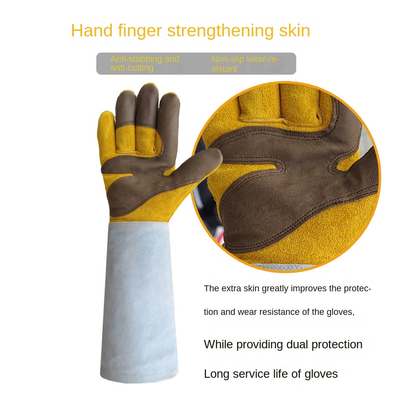 Long Garden Gardening Gloves, Cowhide Wear-resistant Beekeeping