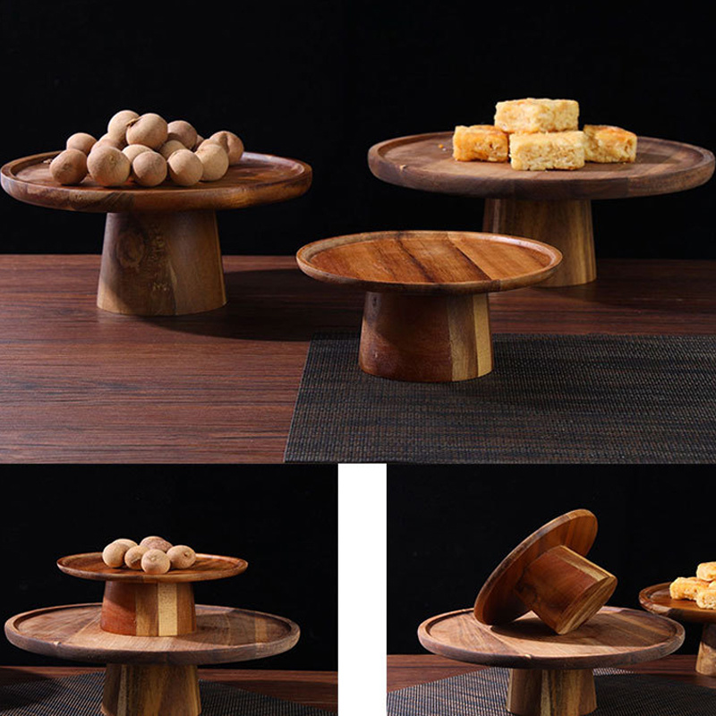 Soporte redondo de madera para tartas de 2/3 niveles, bandeja Original para  servir magdalenas, adecuado para fiesta de boda, cafetería, soporte de  postre de autoayuda