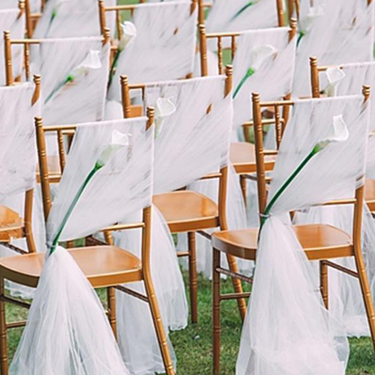 Wedding Chair Back Decoration White Yarn Wedding Supplies - Temu