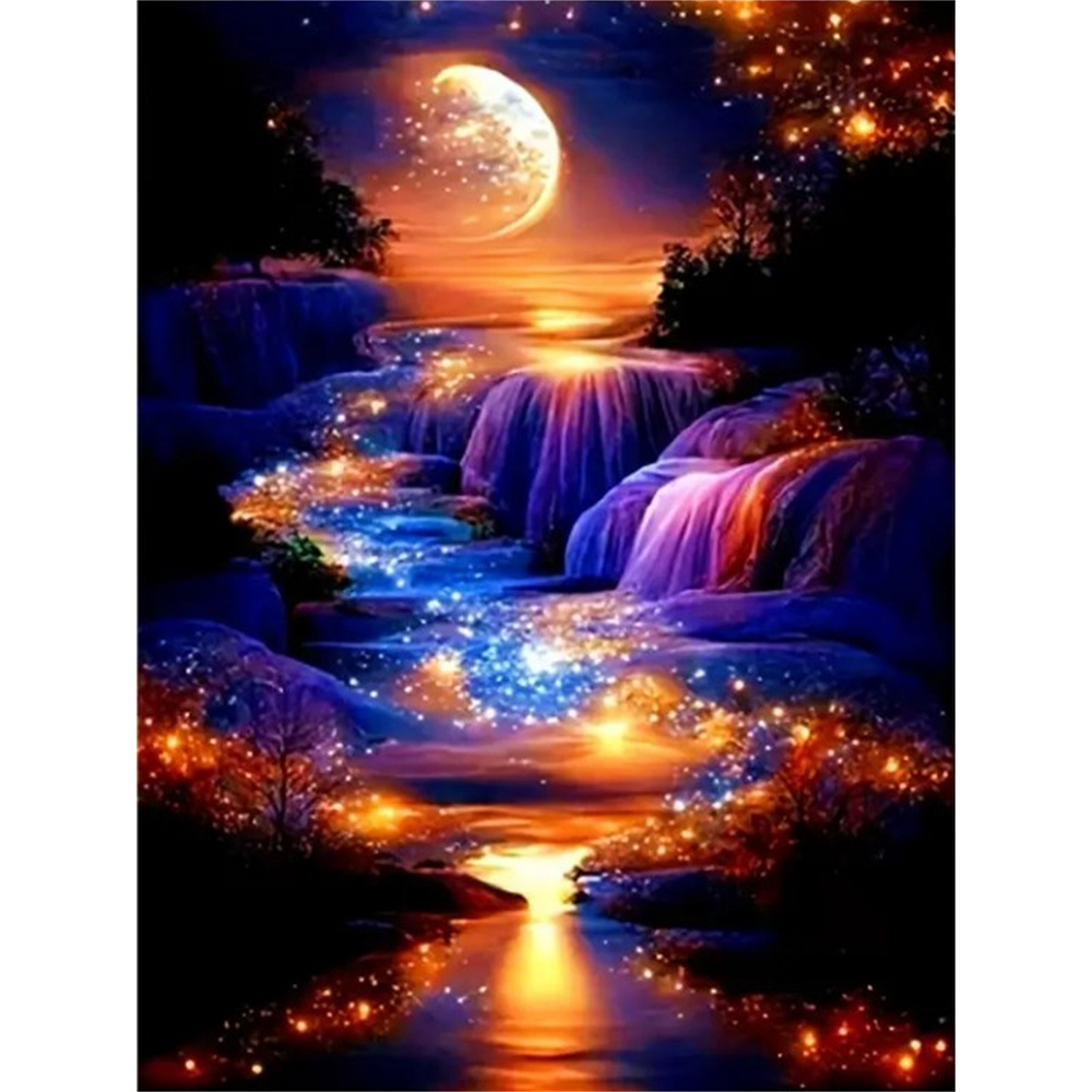 FULLCANG Moon Tree Lake Diamond Art Paintings Large Size Abstract Landscape  Diy Full Mosaic Embroidery Picture Wall Decor FG2106 - AliExpress