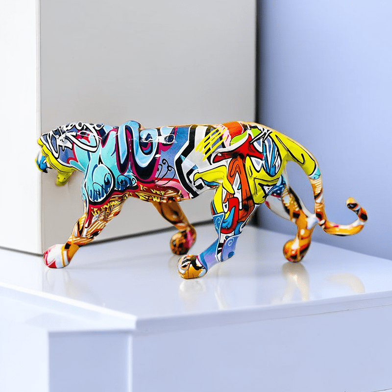 Colorful Abstract Leopard Statue Leopard Sculpture Hand - Temu