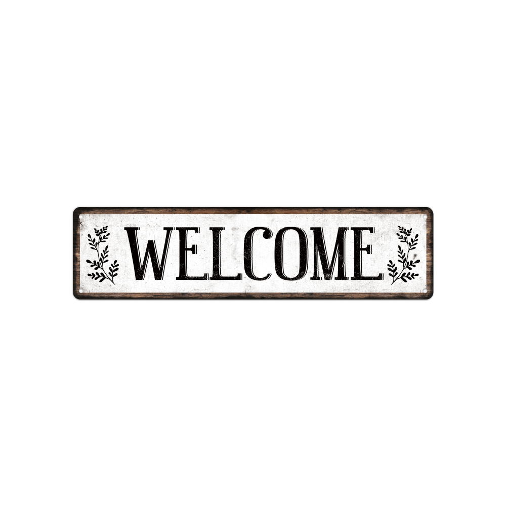 Image of 1pc, Welcome Vintage Metal Tin Sign, Vintage Plaque Decor Wall Art, Wall Decor, Room Decor, Home Decor, Restaurant Decor, Bar Decor, Cafe Decor, Garage Decor