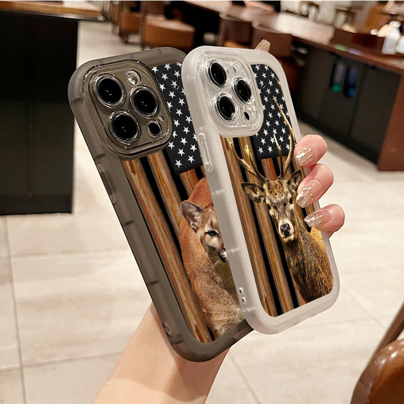 

2pcs The Lion And The Deer Graphic Luxury Shockproof Phone Case For Iphone 15 14 13 12 11 Pro Max X Xr Xs 7 8 Plus Silicone Bumper Transparent Hard Back Soft Cover Fall Phone Cases