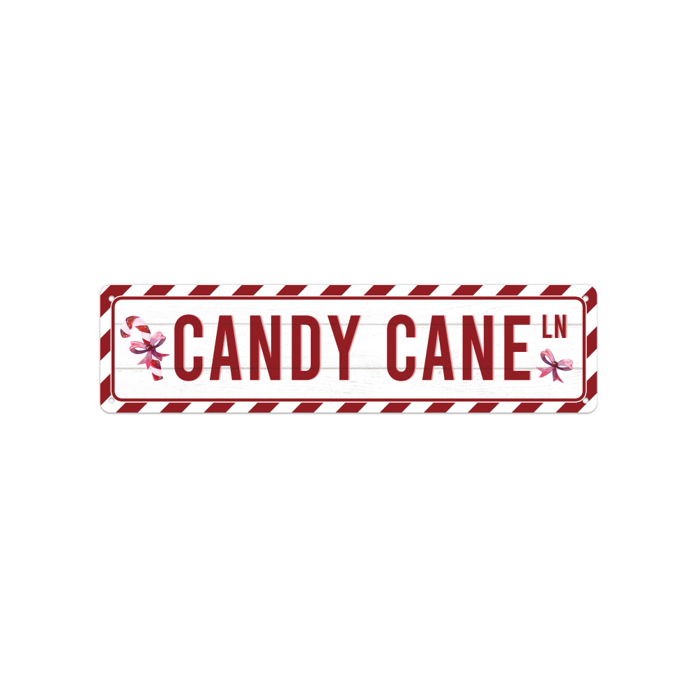 TEMU 2d Flat 1pc Vintage Christmas Metal Tin Sign With Candy Cane - "merry Christmas" Wall Art, 4*16 Inches, Striped Design, Perfect For Home Porch