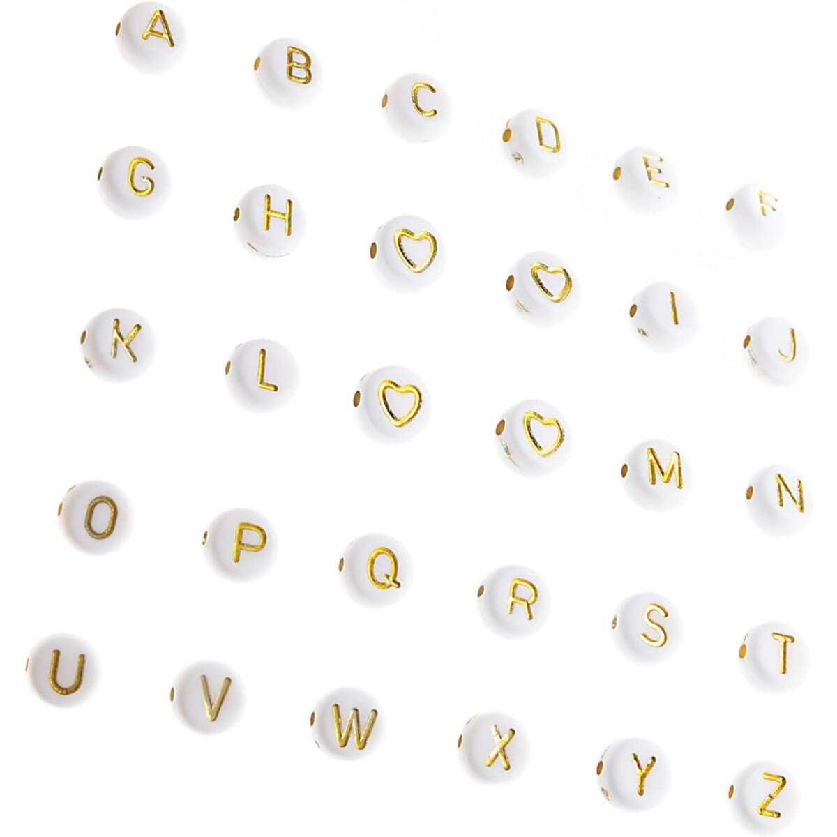 500pcs Rose & White Acrylic Letter Beads, For Jewelry Bracelets