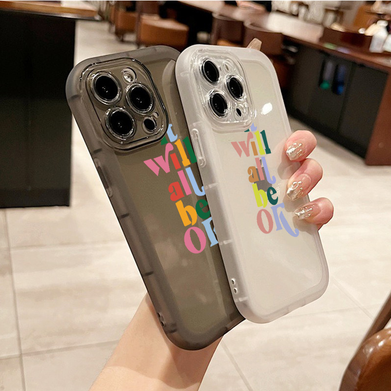 

2pcs Color In English Graphic Luxury Shockproof Phone Case For Iphone 15 14 13 12 11 Pro Max X Xr Xs 7 8 Plus Silicone Bumper Transparent Hard Back Soft Cover Fall Phone Cases