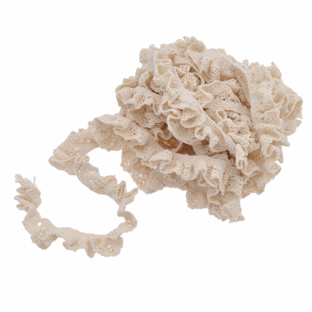 Image of 1.6cm/0.629inch Elastic Wood Ear Lace Straightened 5 Yards Exquisite Elastic Lace Clothing Additions Handmade Lace
