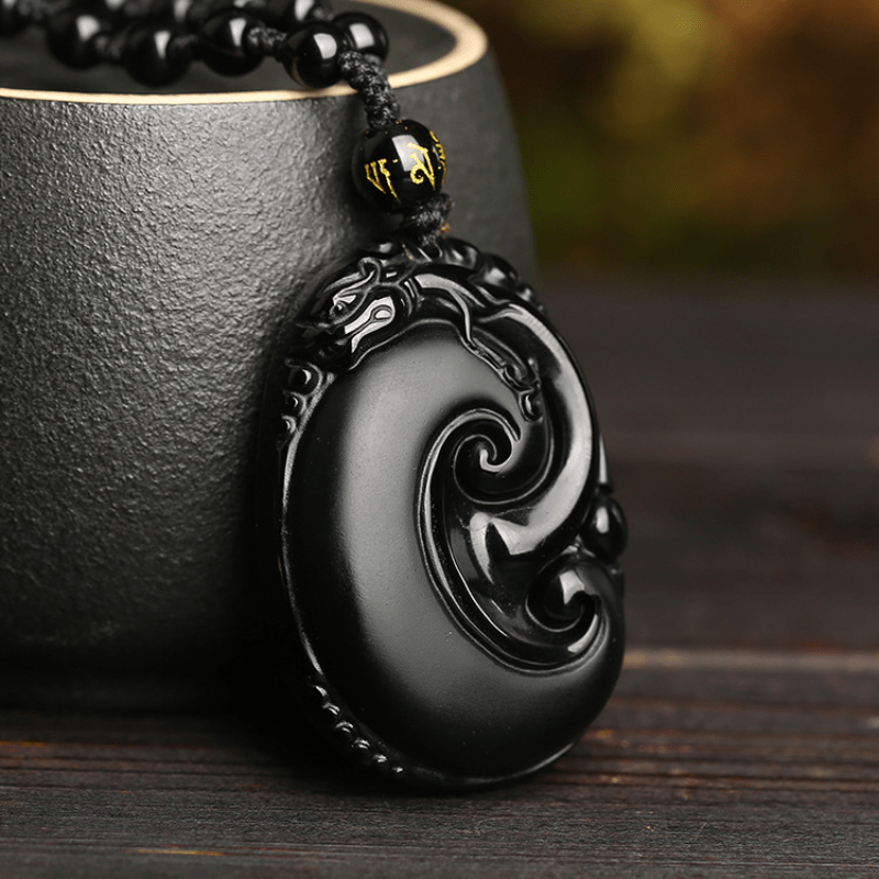 Mens black hot sale obsidian necklace