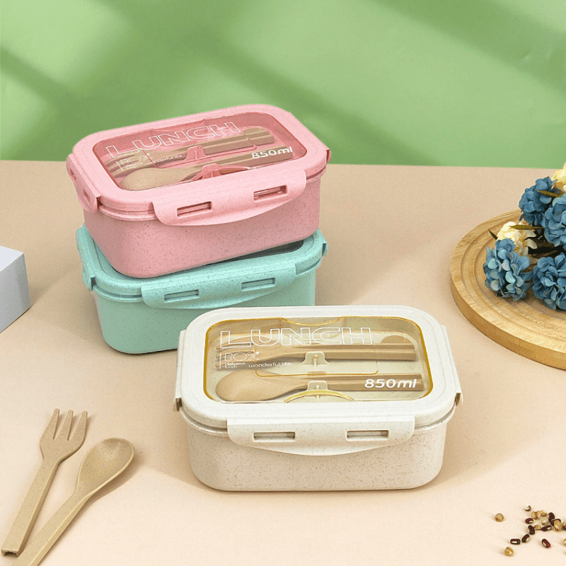 Microwave Lunch Box: Wheat Straw Boxes For Kids & Adults -  Compartmentalized Picnic Food & Fruit Storage! - Temu