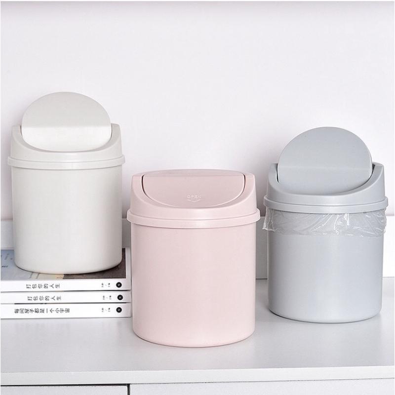 Desktop Small Trash Can Mini Plastic Garbage Can With Lid - Temu