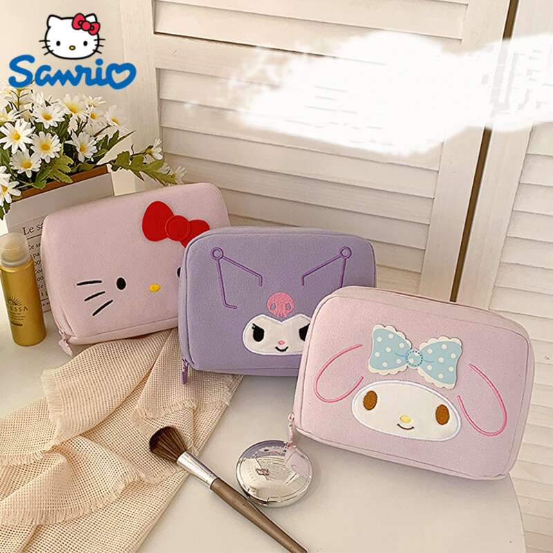 Sanrio hello kitty mesh cosmetic bag girl handbag storage bag