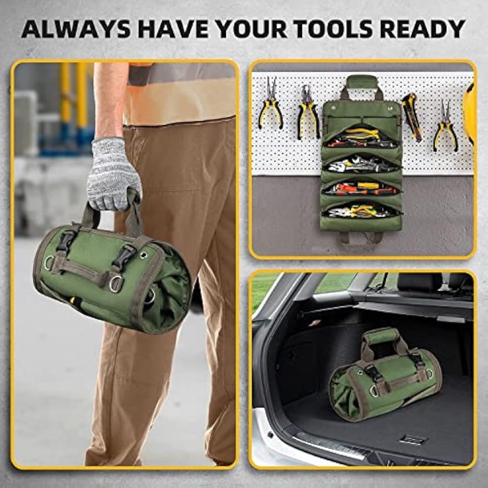Tool Roll Up Bags, Heavy Duty Canva Roll Up Tool Bags, Roll Up