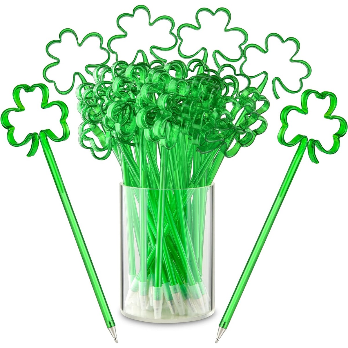 6 Pezzi, 19cm/7.5 Pollici St. Patrick's Day Pen Tre Foglie Di Trifoglio  Penna A Sfera