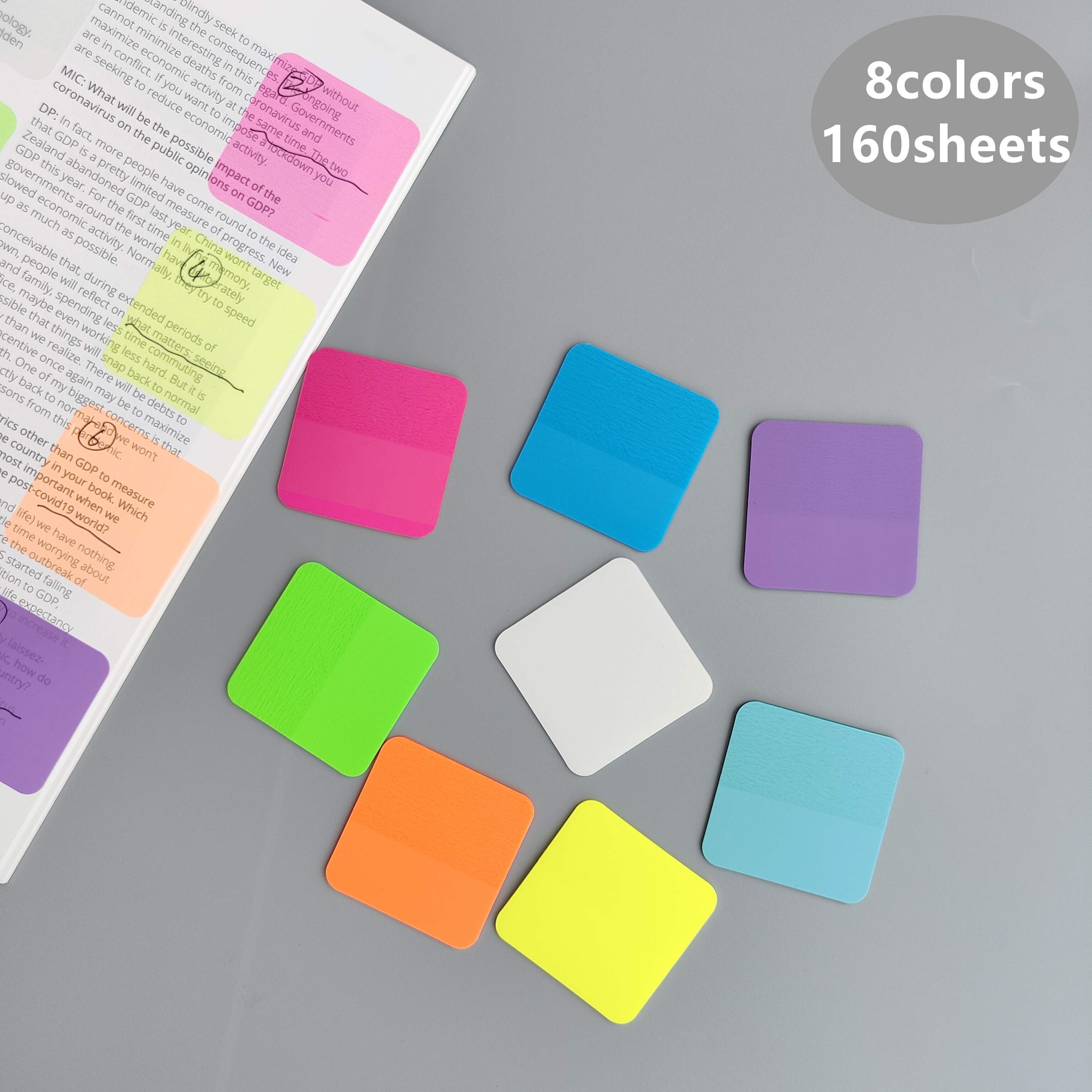 8 Packs 160 Sheets Transparent Sticky Notes Scrapes Stickers Note Pads Paper Clear Notepad School Stationery Office Supplies