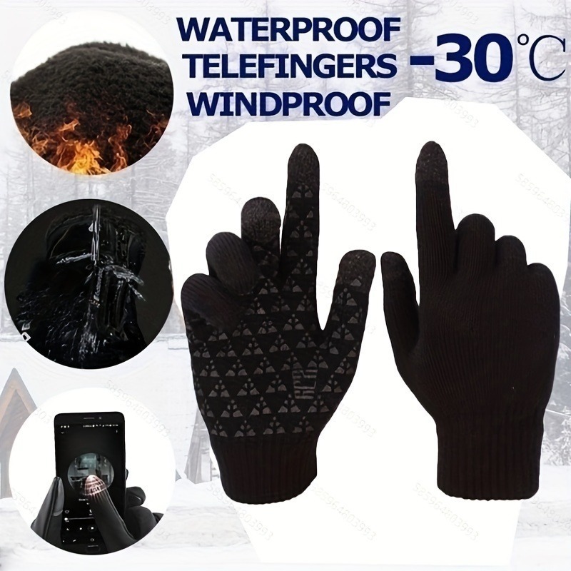 

1 Pair Winter Warm Gloves, Outdoor Sports Waterproof Windproof Gloves, Riding Motorcycle Skiing Hiking Touch Screen Gloves