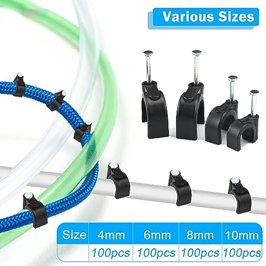 Clips redondos para cables eléctricos, piezas para gestión de cables, RG6,  CAT6, RJ45, 4mm, 6mm, 8mm