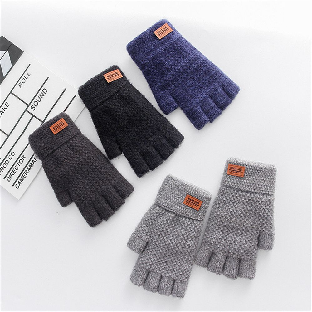 

Winter Fingerless Gloves, Half Finger Knitted Alpaca Warm Elastic Driving Gloves