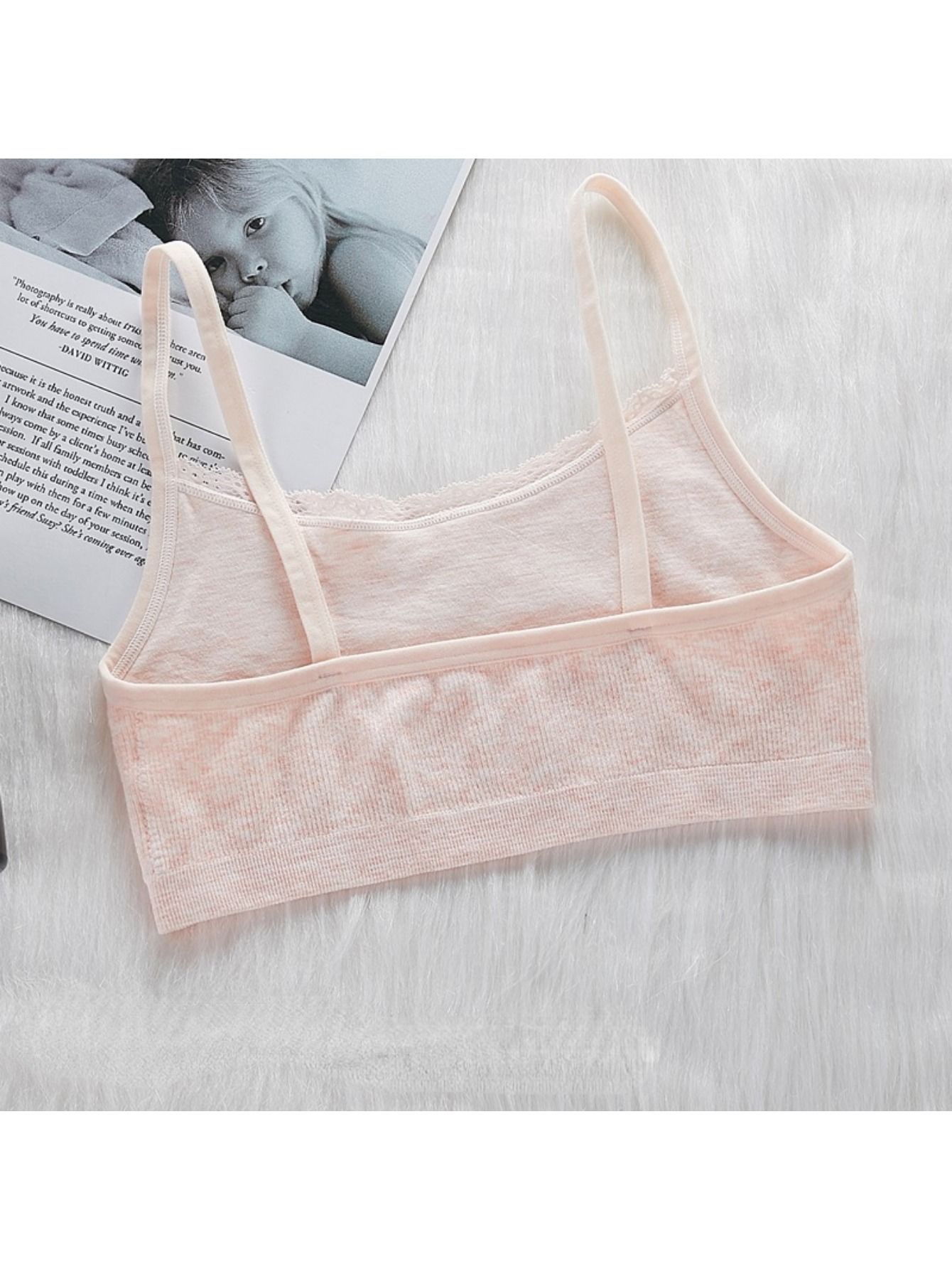 Cute Bras Embroidery No Underwire Bras for Women Solid Color