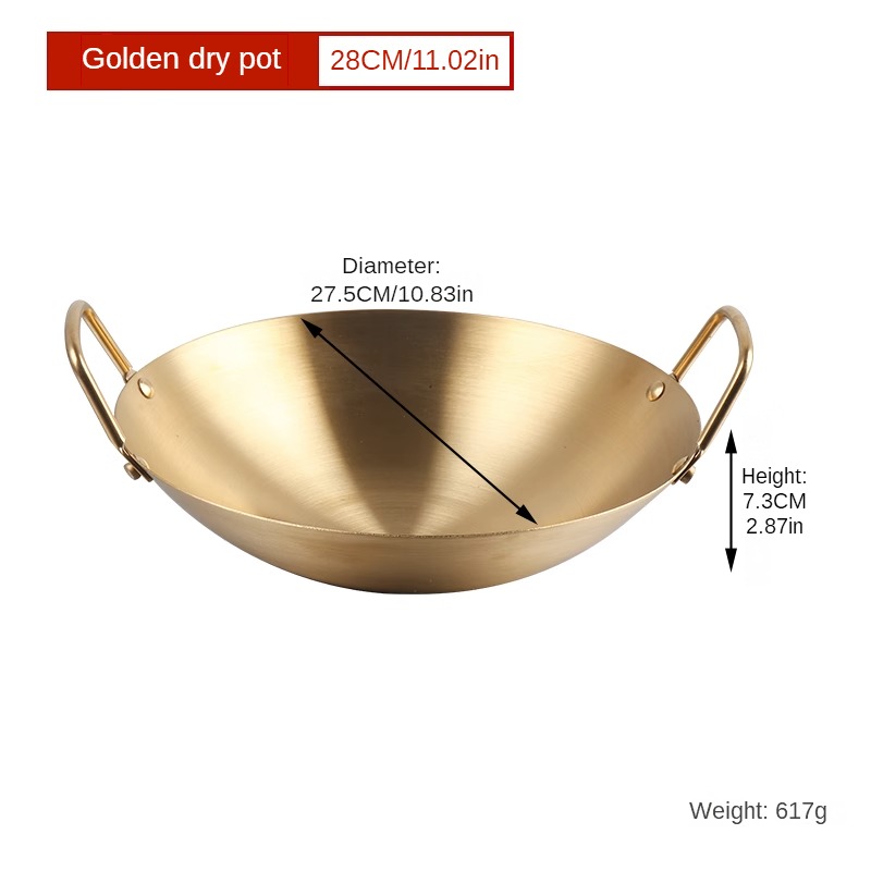 1pc Stainless Steel Pan Round Shape Frying Pan Chinese Style Wok