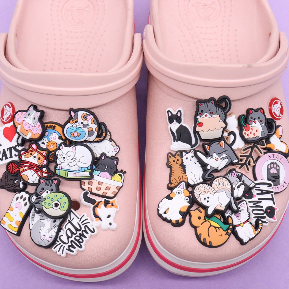 29pcs PVC Animals Love You Cats Fish Shoe Charm for Clogs Sandals Decoration, Shoes DIY Accessories for Women & Men,Temu
