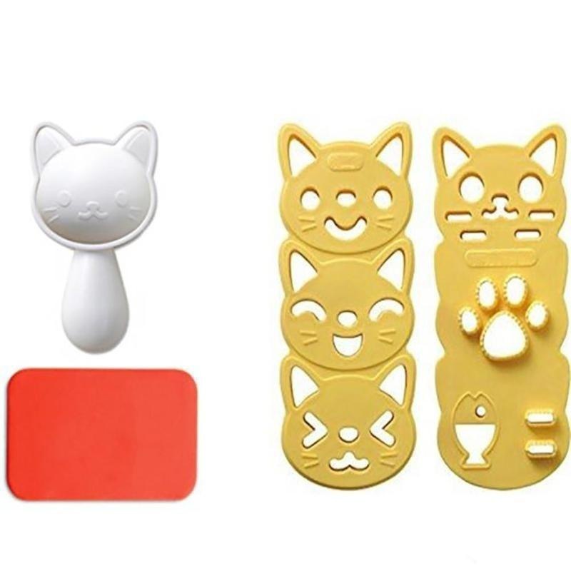 Sushi Mold Set Rice Mold Cute Smile Cat Bento Maker Nori Decor