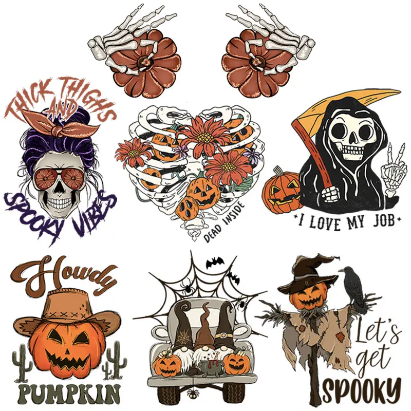 Halloween Pumpkin Spooky Heat Transfers Stickers On Clothes - Temu