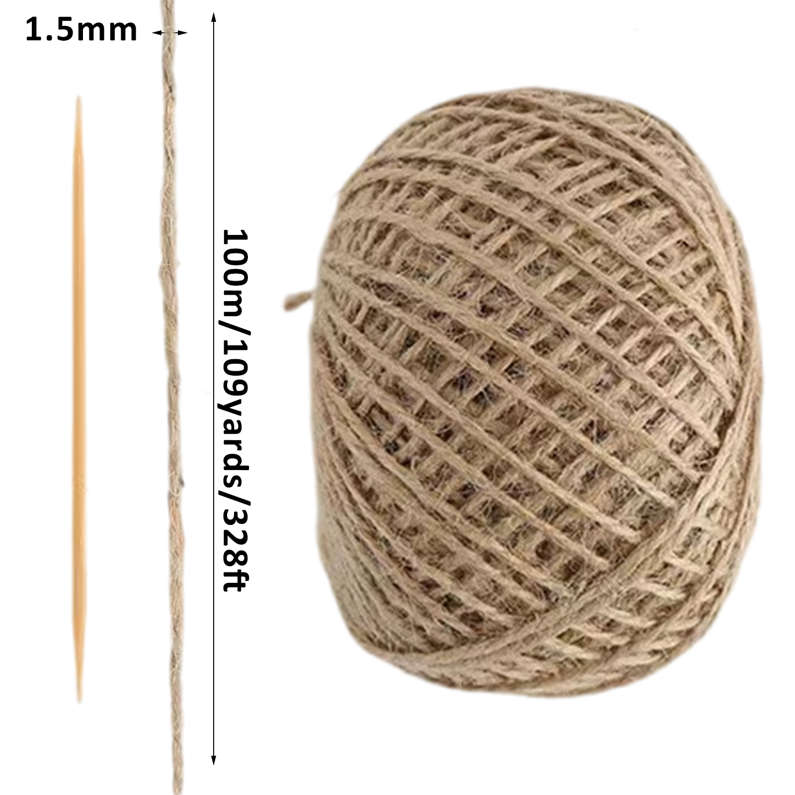 Natural Cotton Twine String, 328 Feet 1.5MM Rope Cord for Arts and
