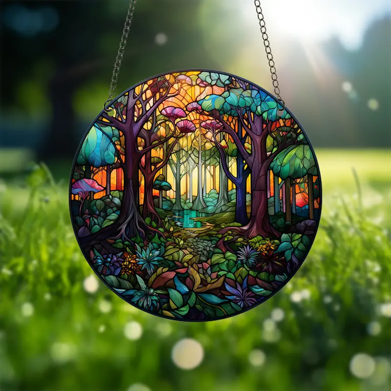 1pc Dream Forest Sun Catcher, Pendentif Acrylique Teinté Suspendu À La  Fenêtre, Décorations De Paysages Naturels