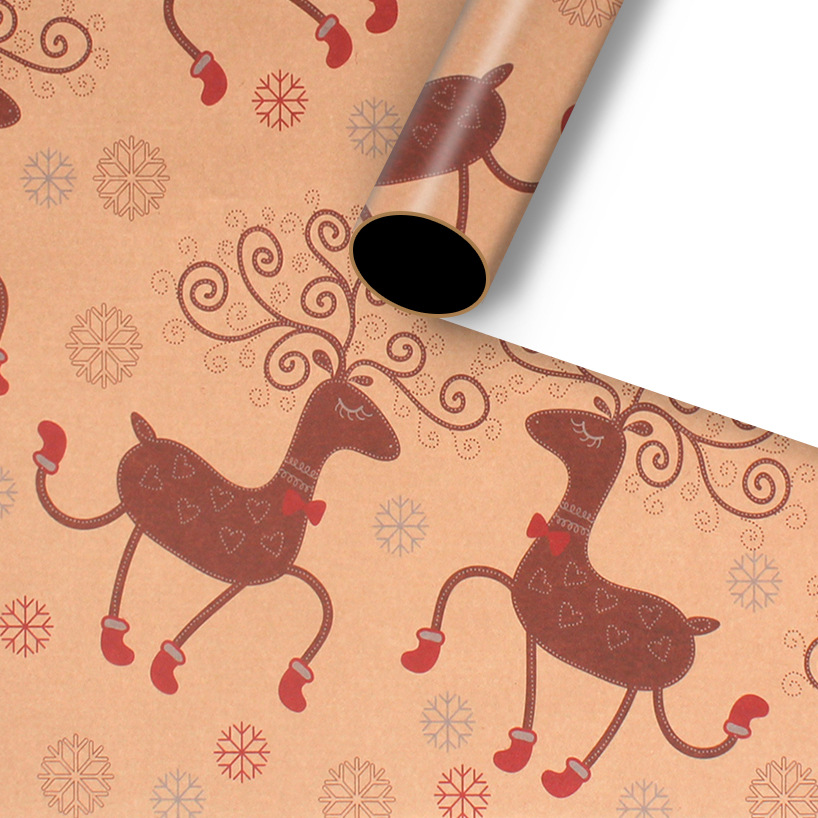 Rustic Deer Christmas Wrapping Paper Sheets Roll, Holiday Gift Wrap 