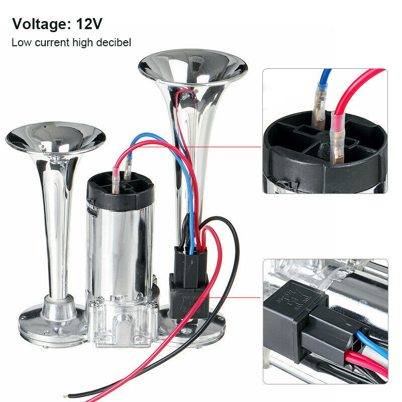 12V/24V Dual Trumpets Super Loud Electric Solenoid Valve Car Electric Air  Horn Speaker For Vehicle Car SUV Truck Lorry RV Boat