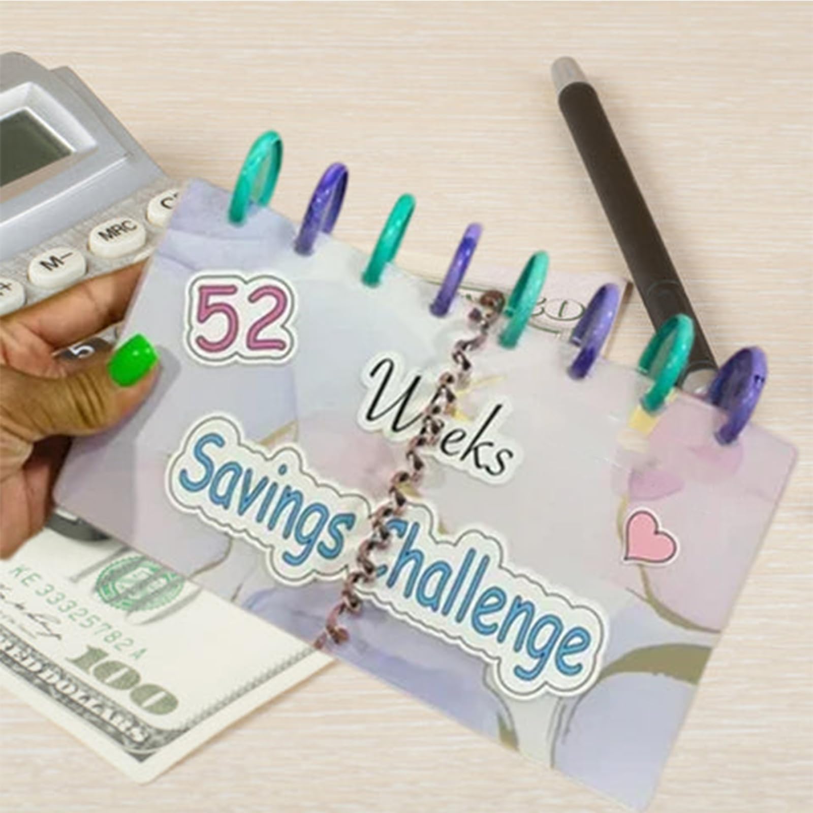 52 semaines Enveloppe Défi Classeur Cuir Livre des défis d'épargne