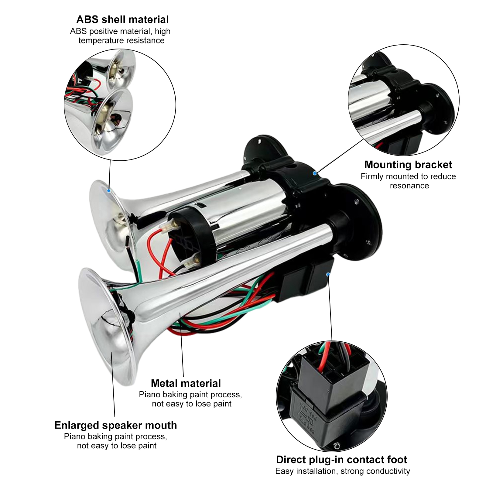 Car Air Horn Compressor Dual Trumpets Loud Car Horn Speaker 12v/24v