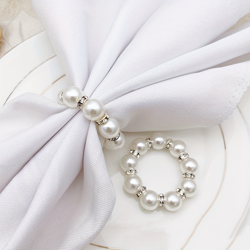 

10pcs Pearl Napkin Rings - Perfect For Any Occasion Decorations! Eid Al-adha Mubarak