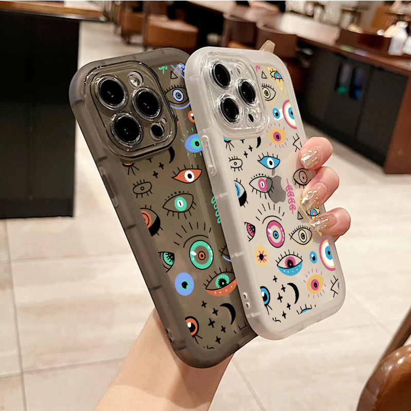 

2pcs The World Of The Eyes Graphic Luxury Shockproof Phone Case For Iphone 15/11/14/13/12/11 Pro Max/xr/xs/7/8 Plus Cpp Silicone Bumper Transparent Hard Back Soft Cover Fall Phone Cases