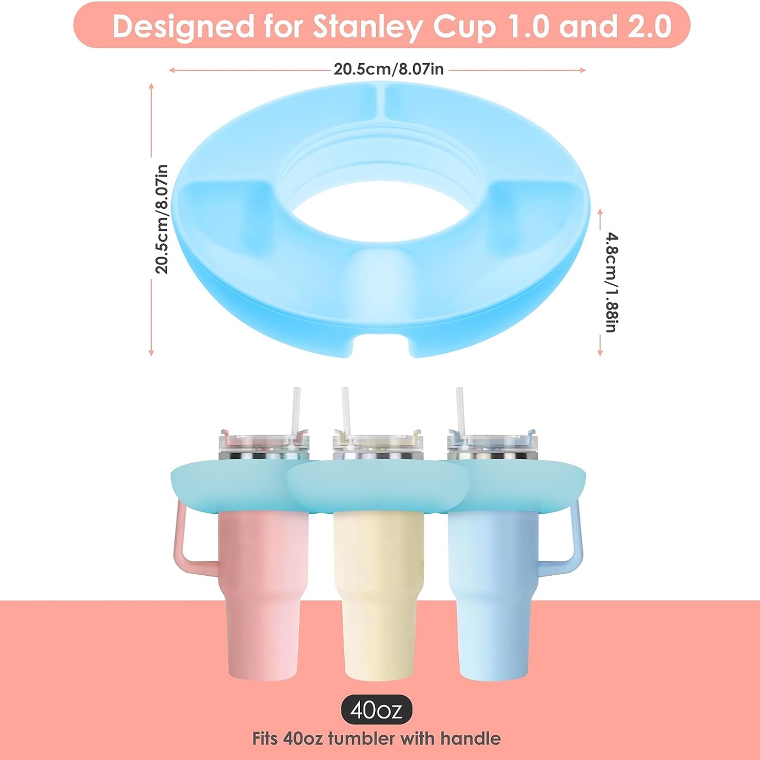Snack Bowl For Stanley 40 Oz Tumbler,reusable Snack Tray Cup Accessories  Fits For Stanley Cup 1.0/2.0, For Car Cup Holder/stadium/cinema