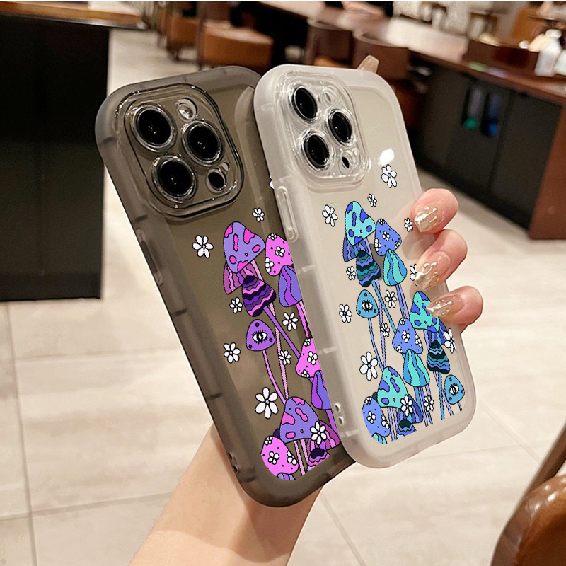 

2pcs Strange Mushrooms Graphic Luxury Shockproof Phone Case For Iphone 15 14 13 12 11 Pro Max X Xr Xs 7 8 Plus Silicone Bumper Transparent Hard Back Soft Cover Fall Phone Cases