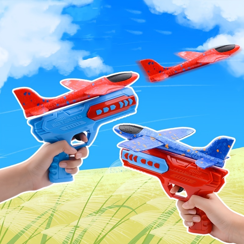 Fuwidvia 4 Pack Airplane Launcher Toys, 2 Flight Modes LED Foam Plane Toy  for Boys, Outdoor Flying Toys Birthday Gifts for Boys Girl 4 5 6 7 8 9 10  11