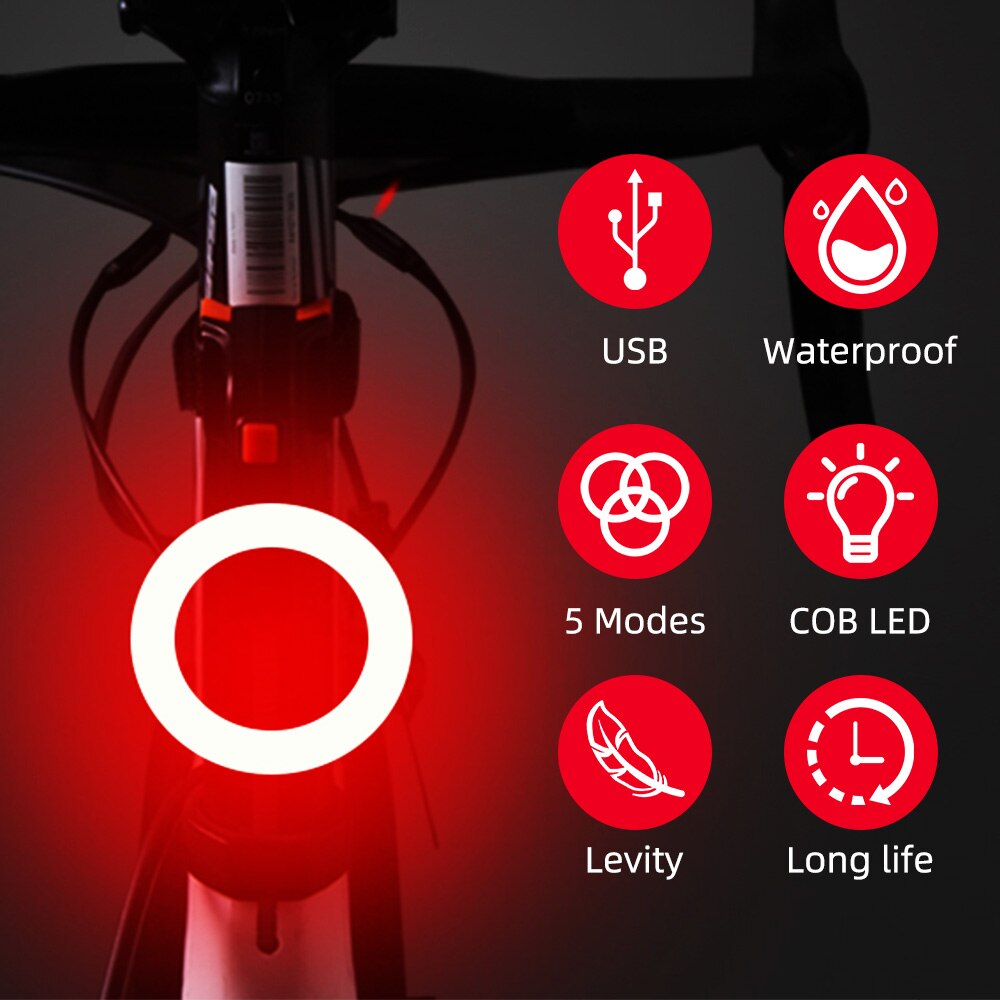 Luz trasera de bicicleta recargable USB brillante - Luces traseras