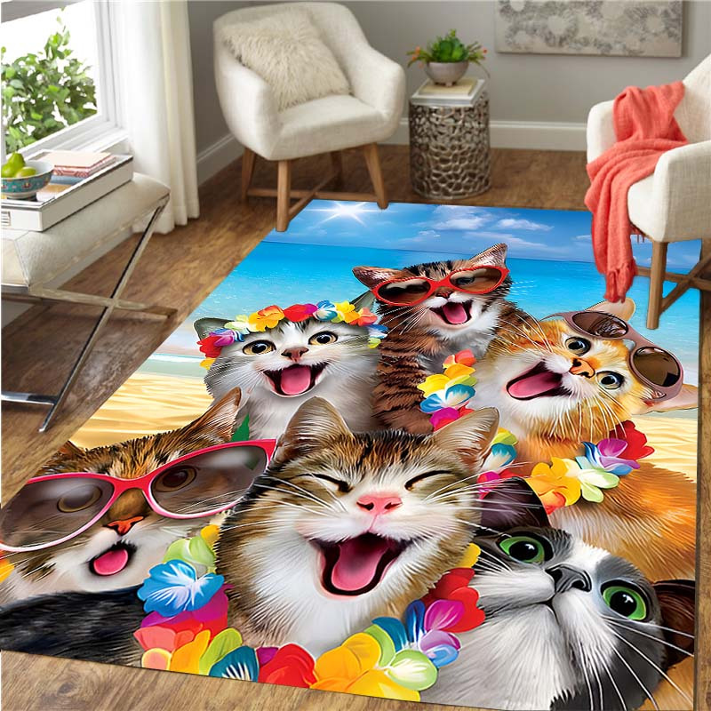 Crystal Velvet Door Mat Cartoon Kitten Indoor And Outdoor - Temu