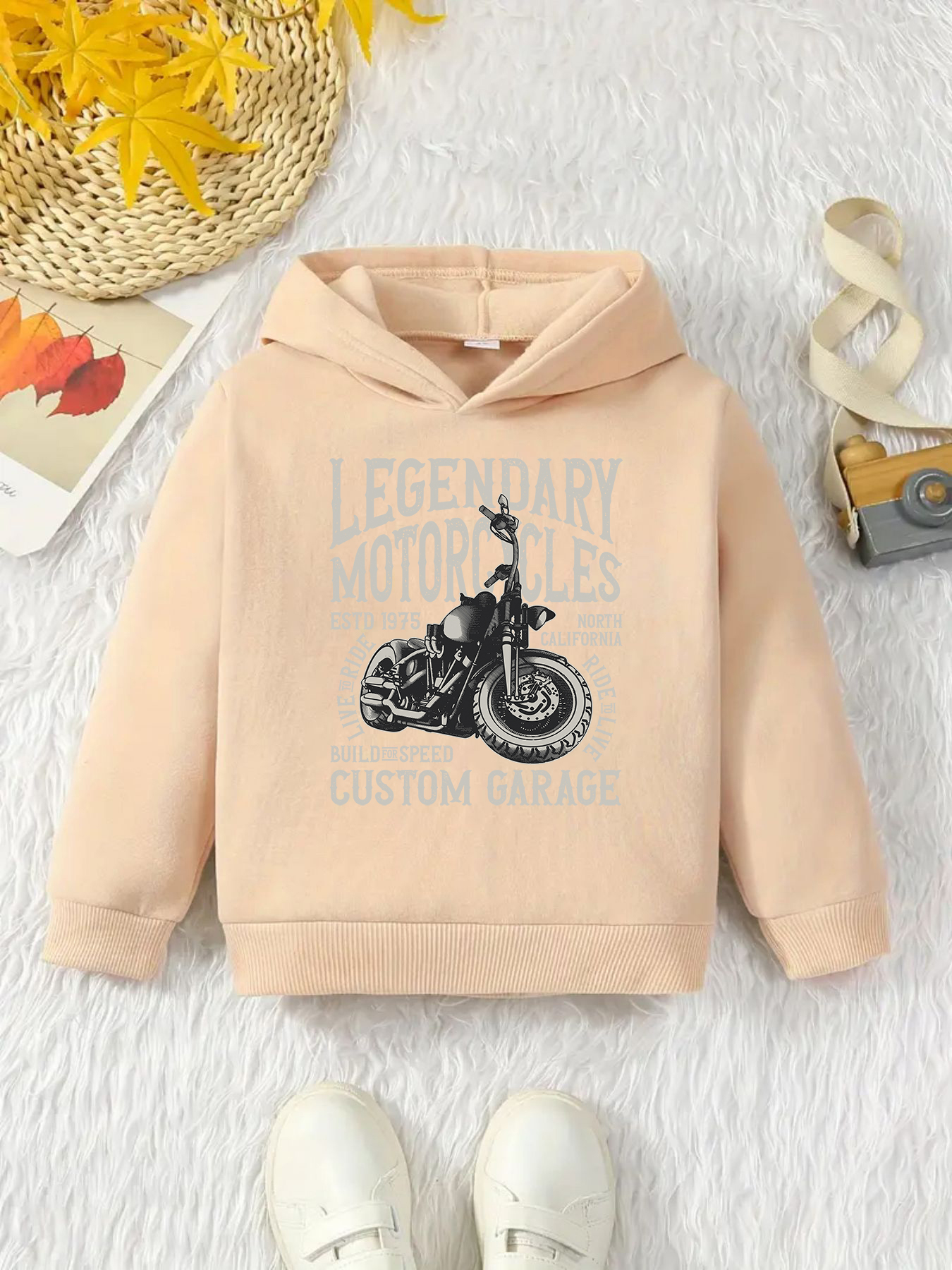 Legendary Motorcycle Print Boys Kids Casual Creative Hoodie - Temu