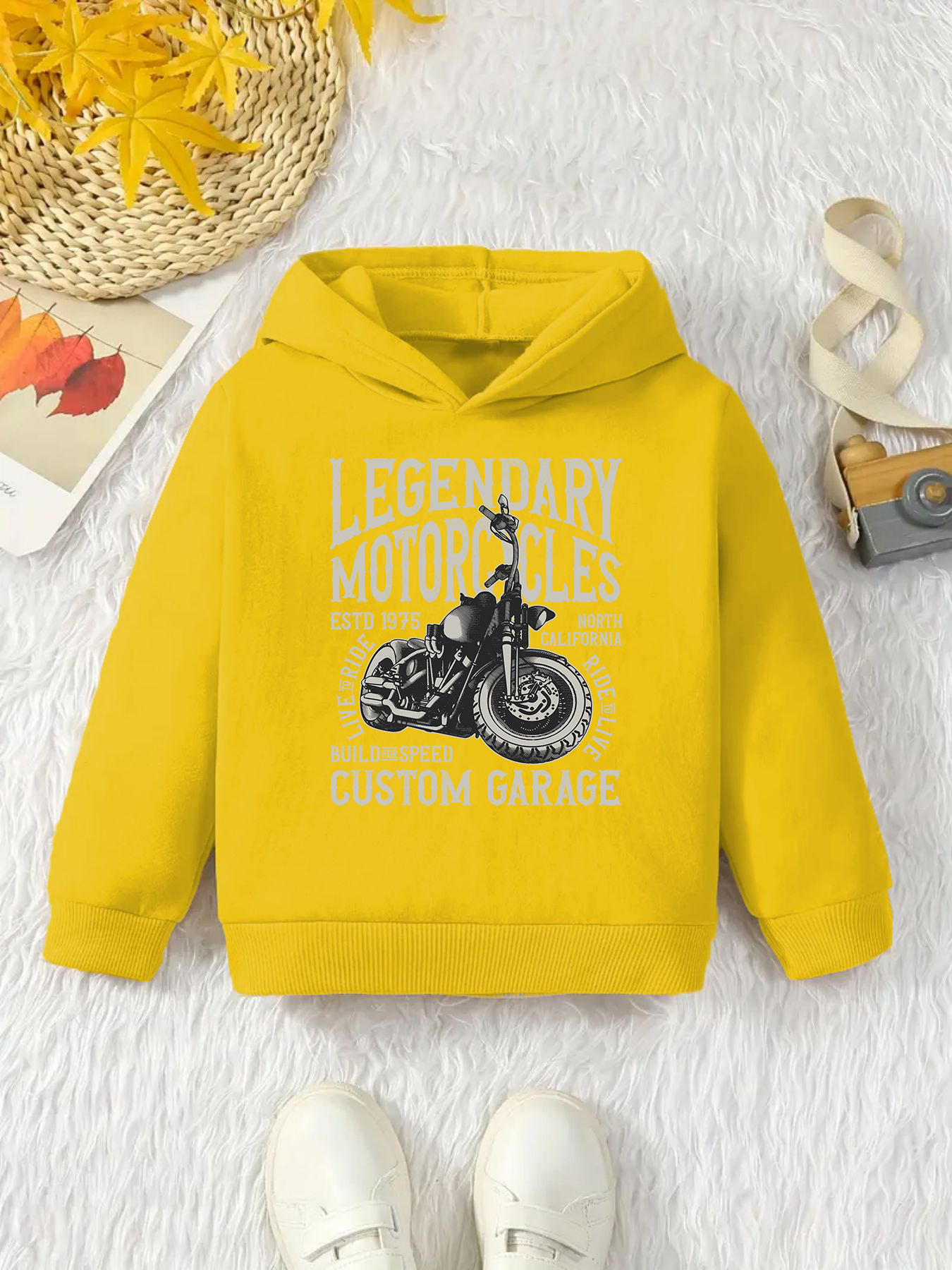 Legendary Motorcycle Print Boys Kids Casual Creative Hoodie - Temu